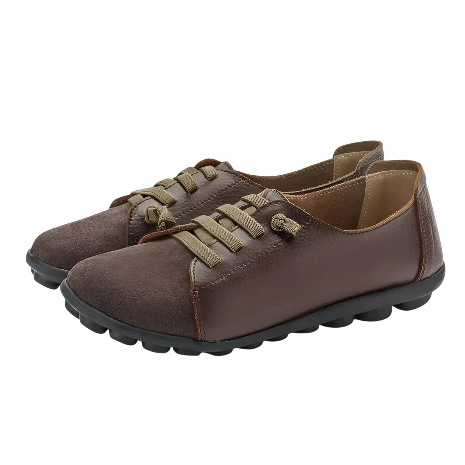 Ballerines en cuir avec laçage innovant pour femmes - marron / 35