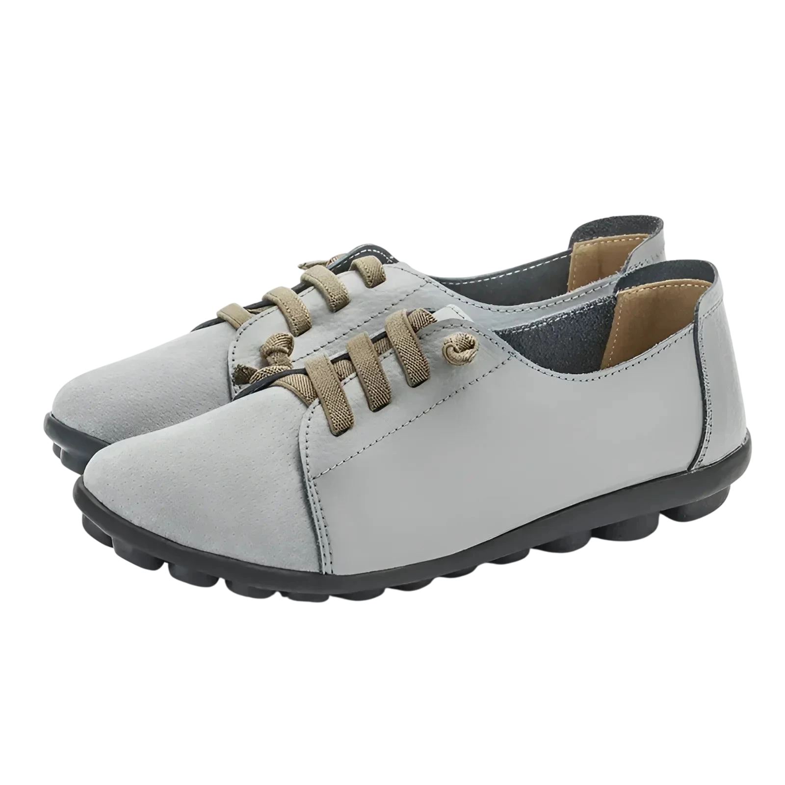 Ballerines en cuir avec laçage innovant pour femmes - gris / 35