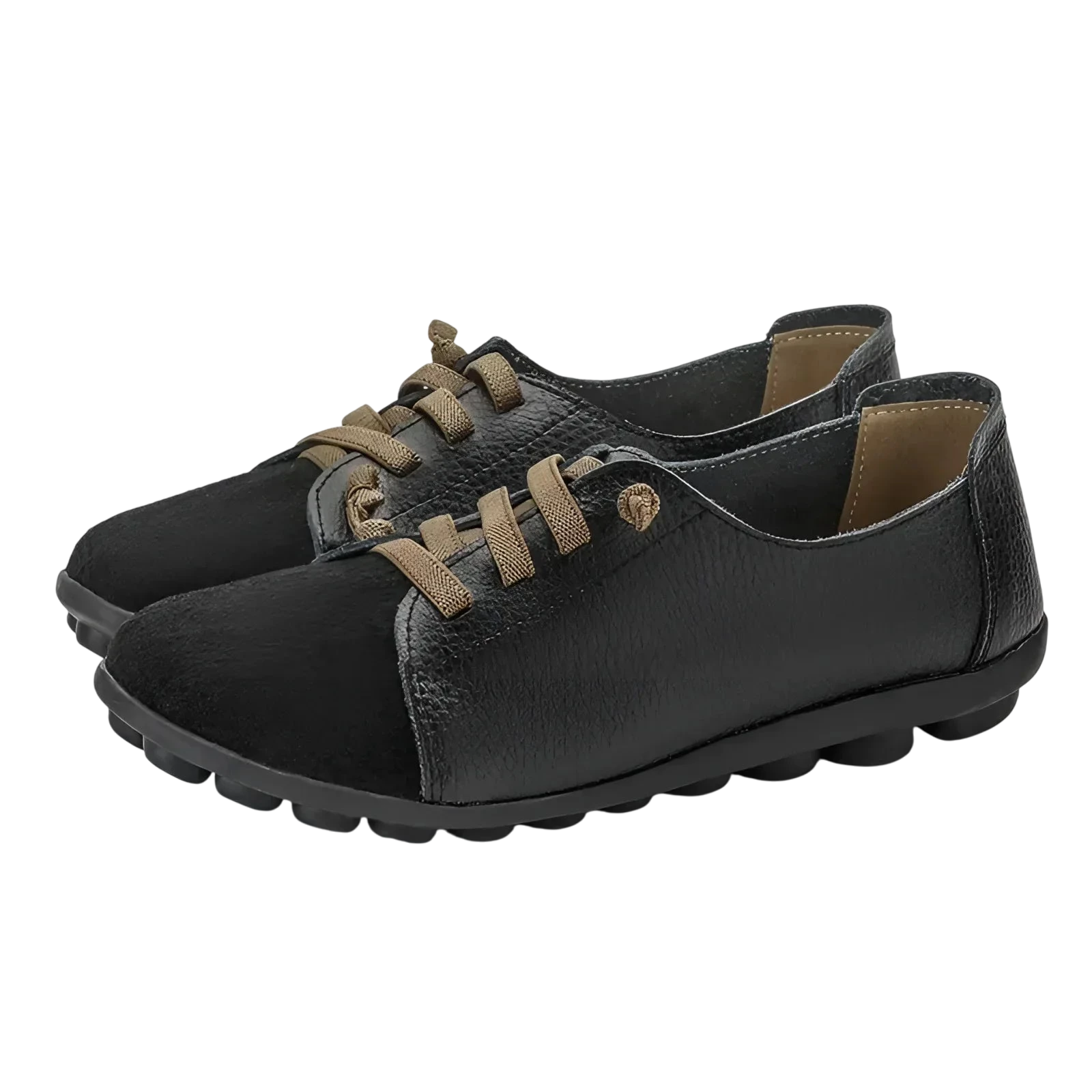 Ballerines en cuir avec laçage innovant pour femmes - noir / 35