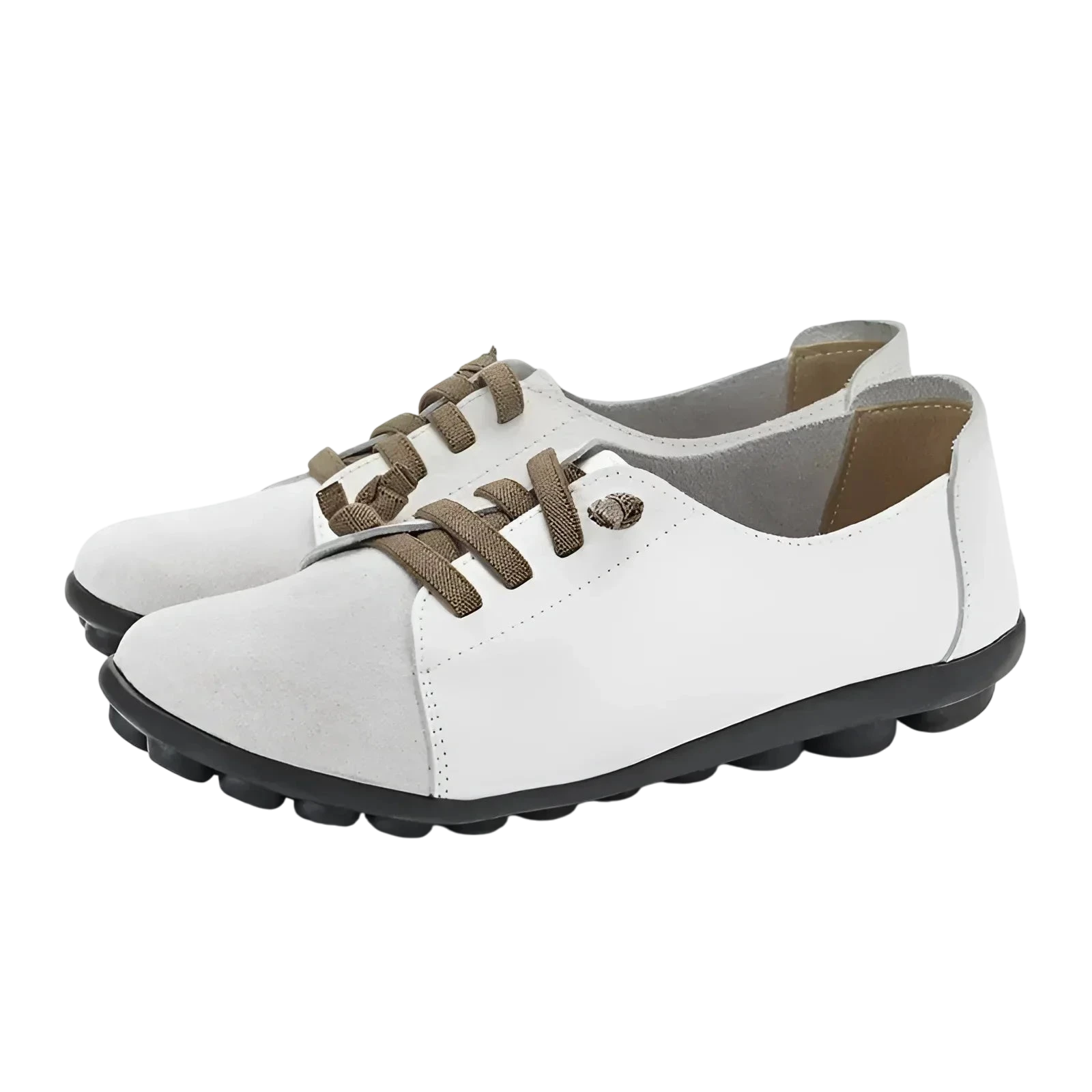 Ballerines en cuir avec laçage innovant pour femmes - blanc / 35