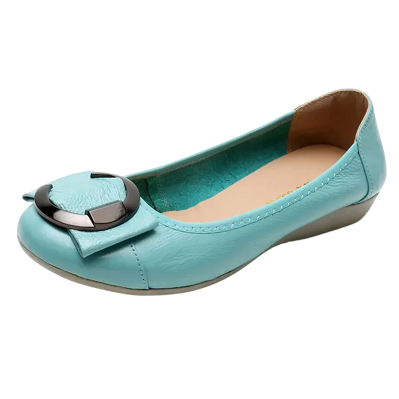 Ballerines plates décontractées à boucle décorative pour femme - Bleu Ciel / 35