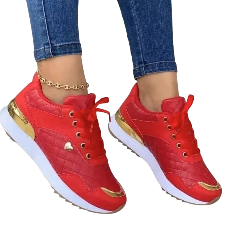 Baskets Femme Design Moderne Texturés - rouge / 36