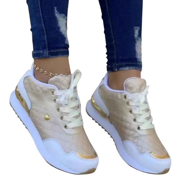 Baskets Femme Design Moderne Texturés - Or / 36