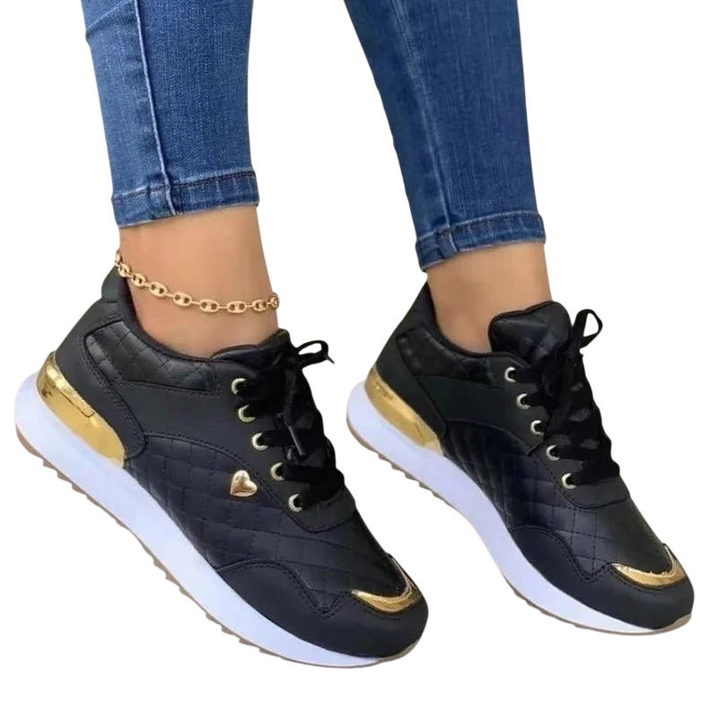 Baskets Femme Design Moderne Texturés - noir / 36