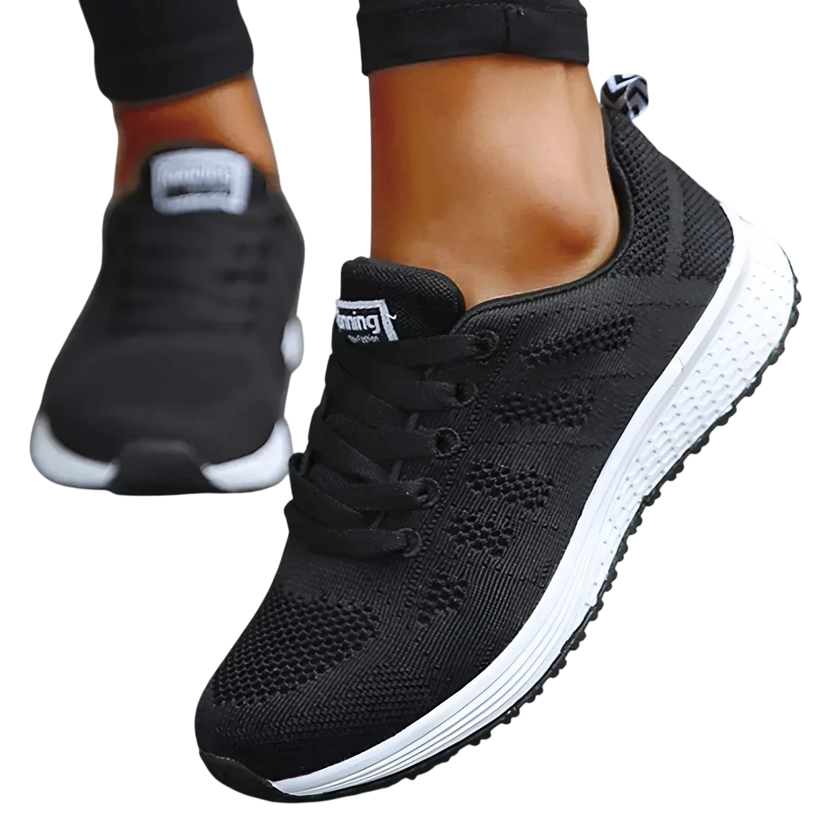 Baskets Femme Légères Mesh Respirant pour Marche et Jogging - Noir / 35