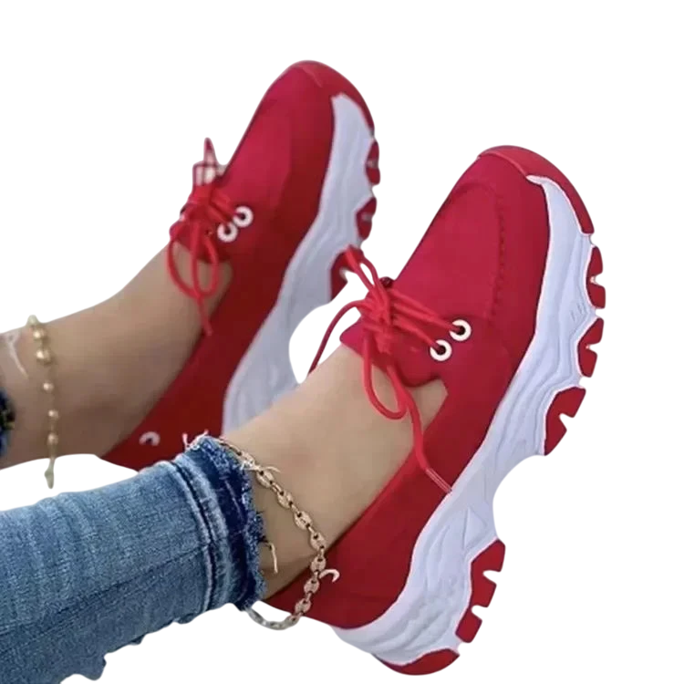 Chaussures fashion à lacets avec semelle texturée - Rouge / 36