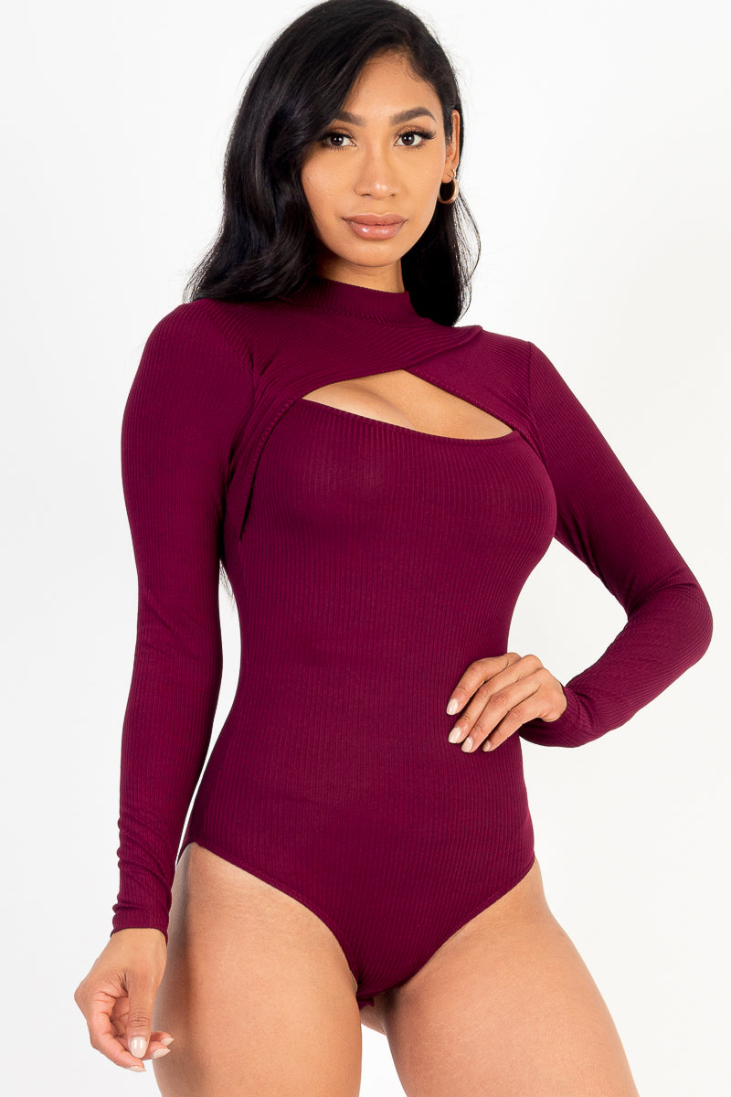 Front Cutout Long Sleeve Bodysuit