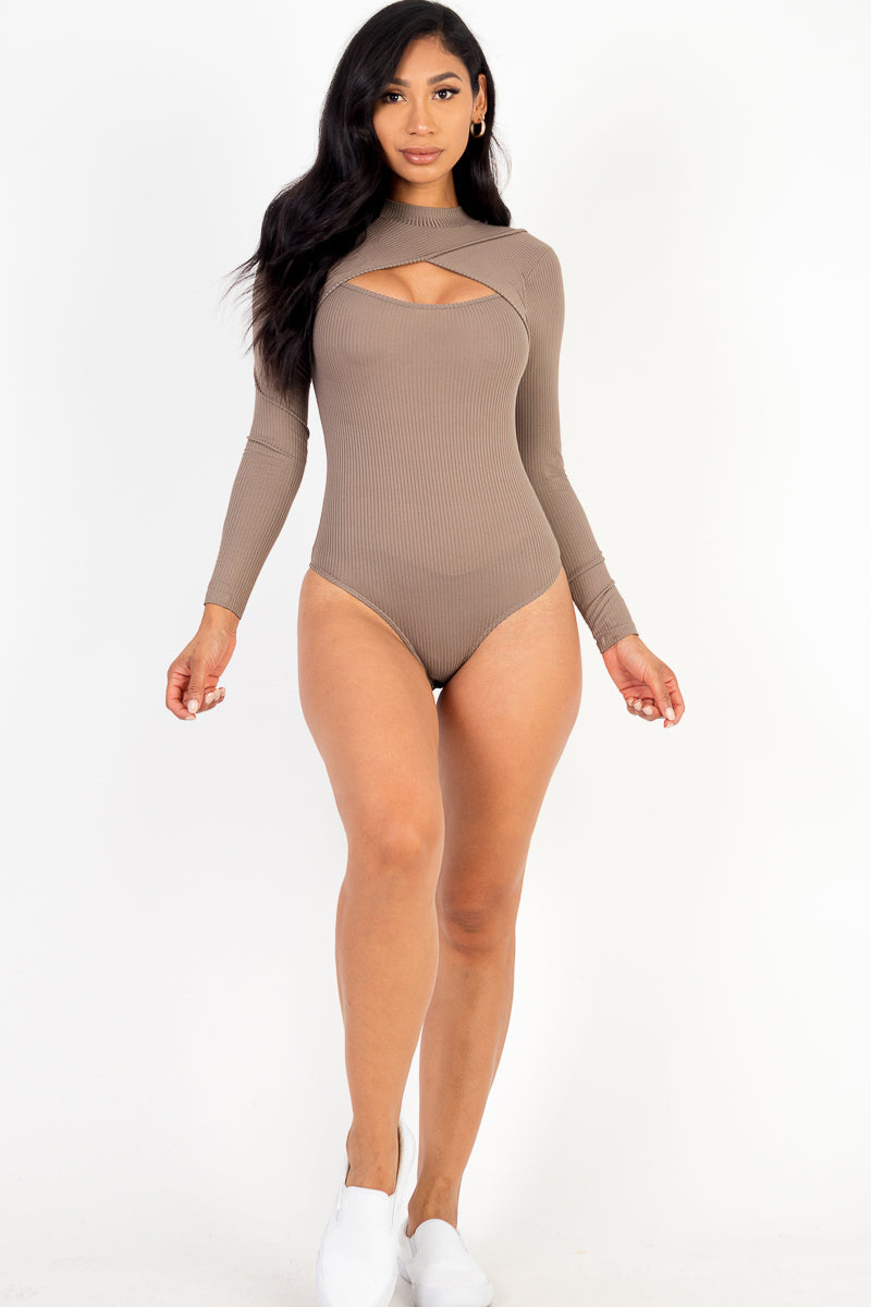 Front Cutout Long Sleeve Bodysuit