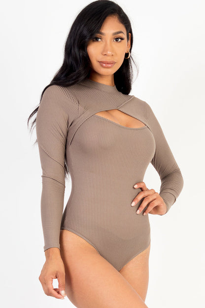 Front Cutout Long Sleeve Bodysuit