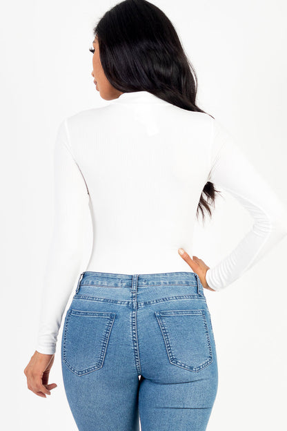 Front Cutout Long Sleeve Bodysuit