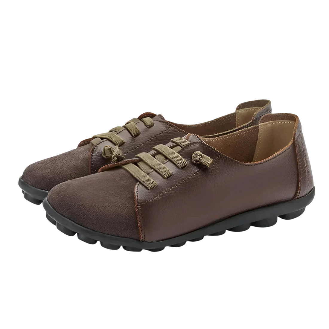 Ballerines en cuir avec laçage innovant pour femmes - marron / 35