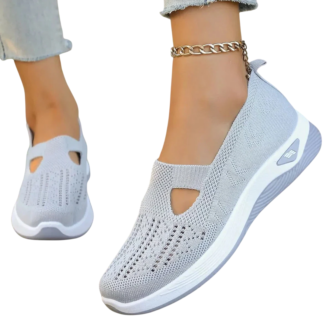 Baskets Femme Maille Respirante Sans Lacets Confort Quotidien - Gris / 35
