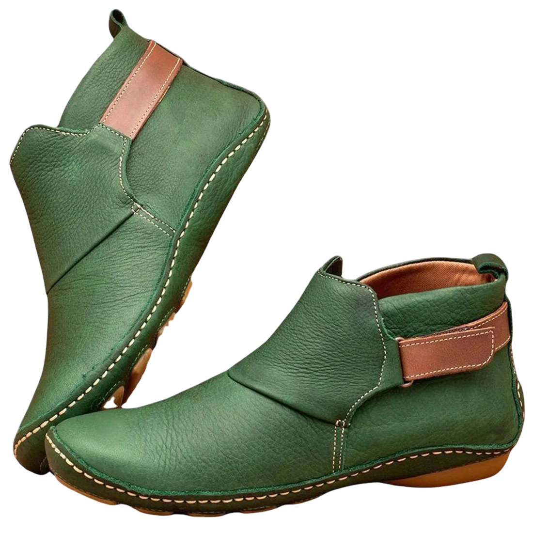 Bottines Vintage Femme à Semelle Antidérapante - Vert / 35