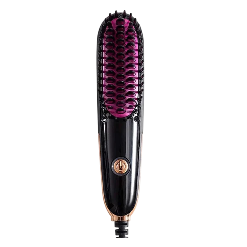Brosse chauffante électrique lissante pour cheveux - Or
