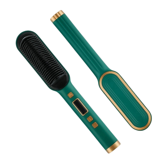 Brosse Chauffante Lissante Coiffure Cheveux - Vert