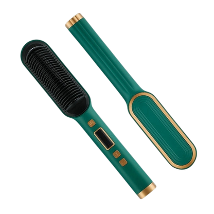 Brosse Chauffante Lissante Coiffure Cheveux - Vert