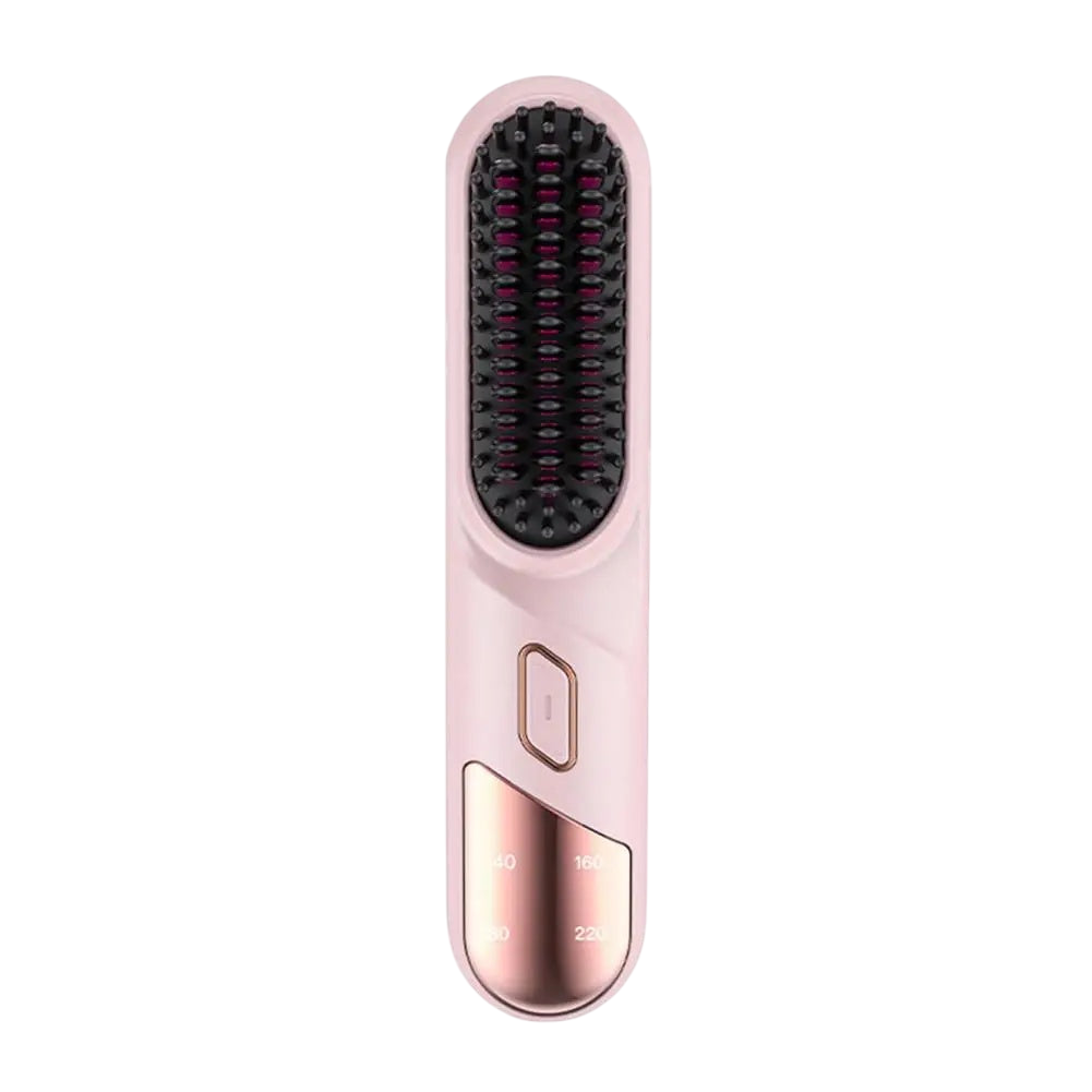 Brosse chauffante USB pour cheveux lisses - Rose