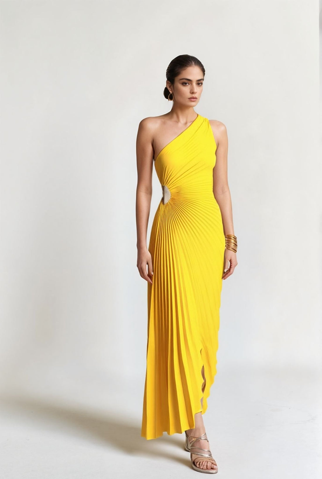 Céleste - Robe Longue Asymétrique Plissée Robe de Soirée