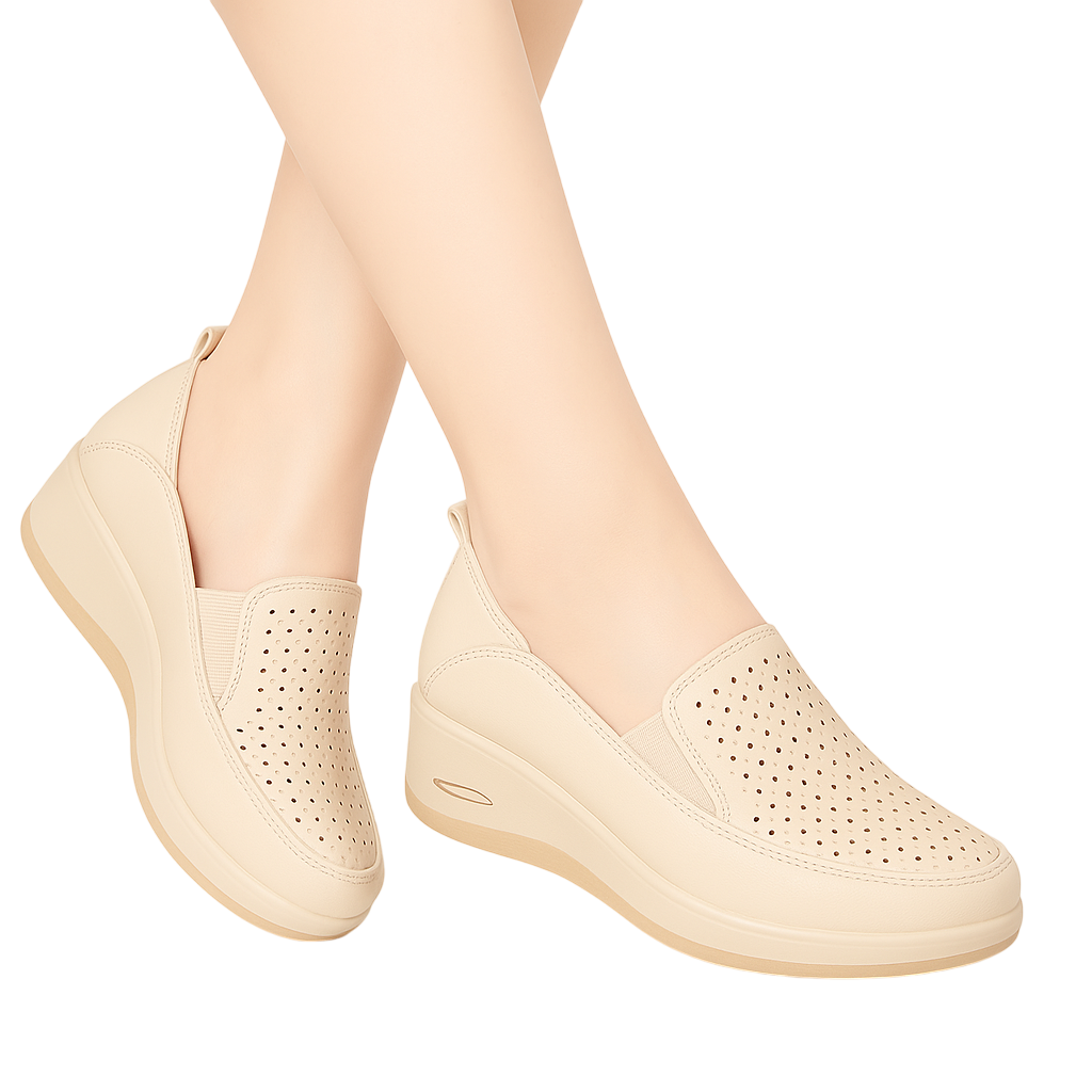 Chaussures en cuir élégantes et confortables pour femme au quotidien - Abricot / 35