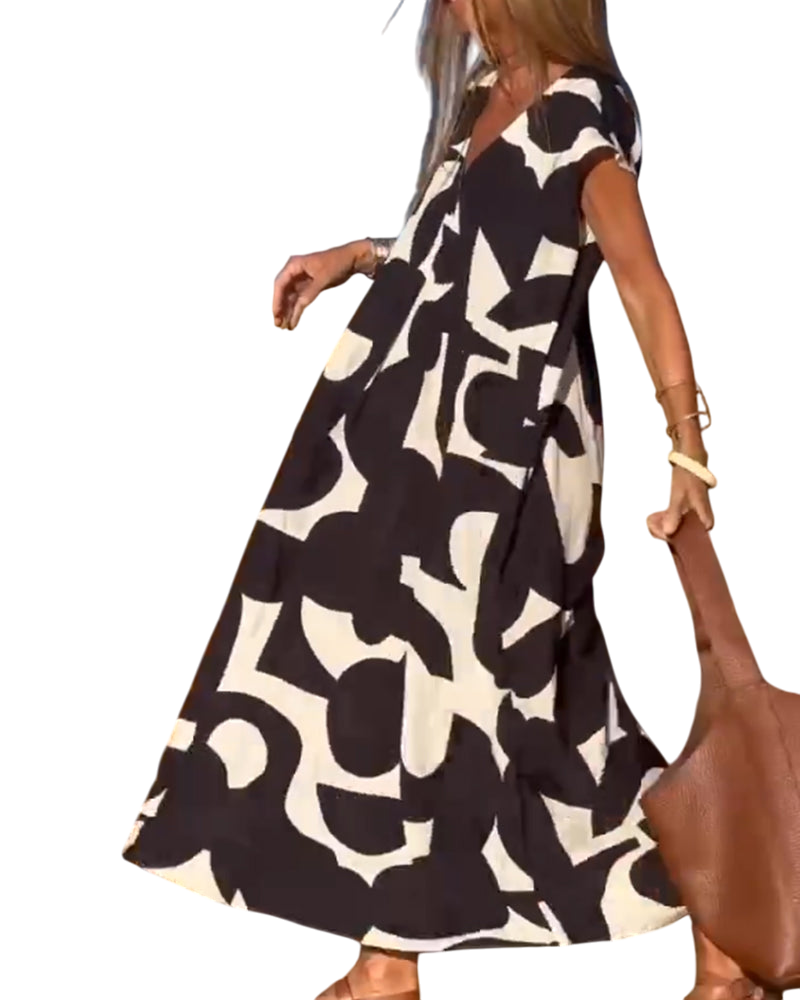 Graphica - Robe Longue à Motif Abstrait