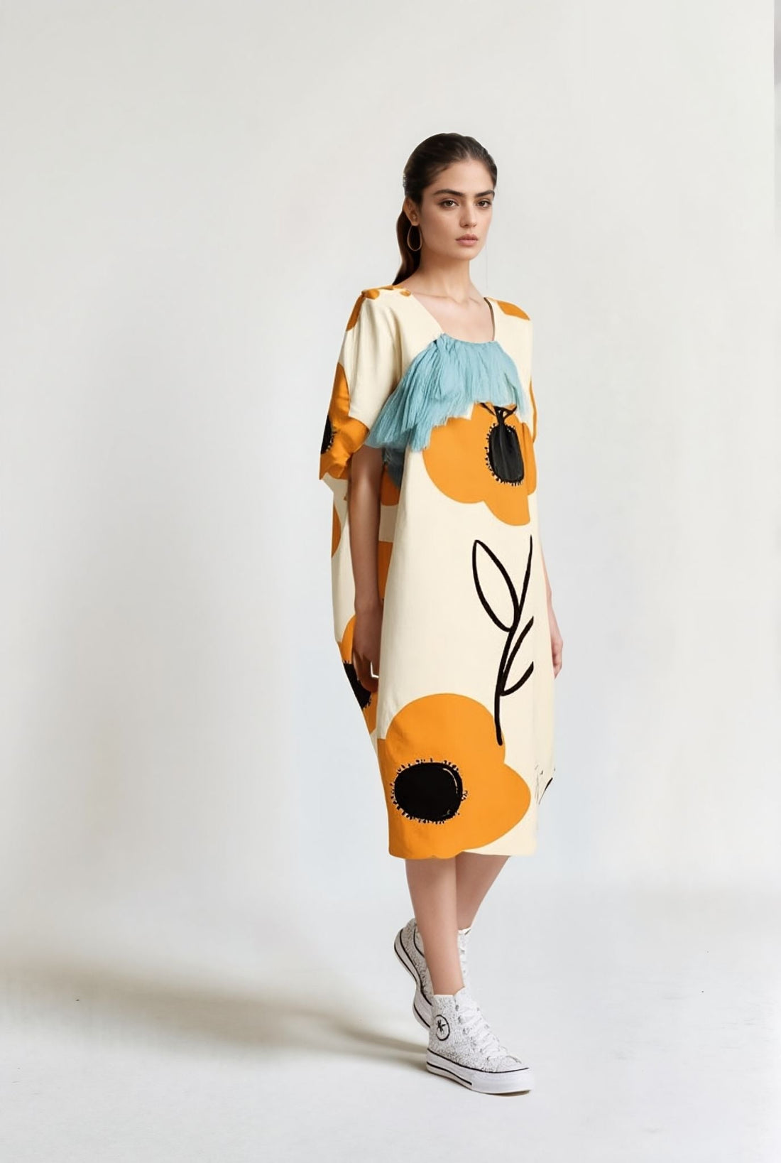 Jardin d’Aube - Robe Bohème à Manches Longues et Imprimé Distinctif - Jaune / S