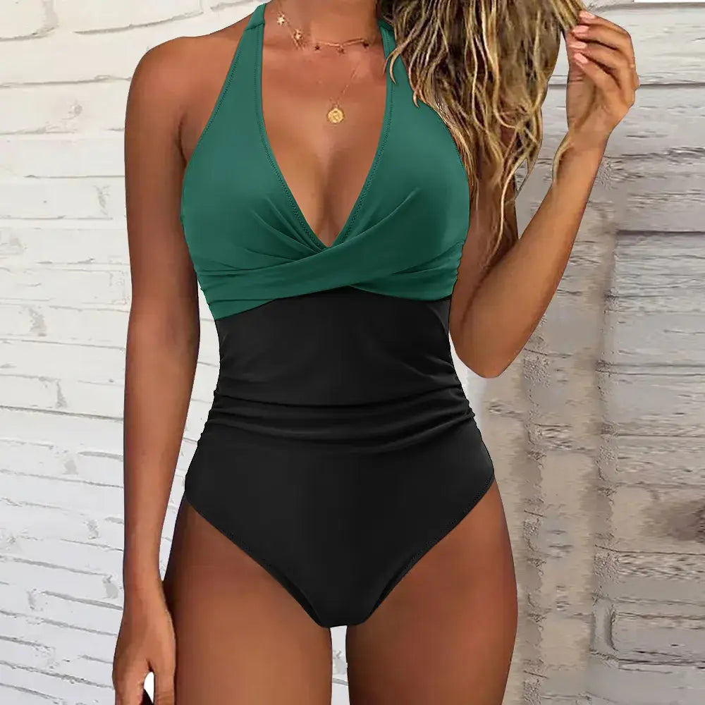 Maillot de Bain Femme Push Up avec Bonnets Rembourrés - Coupe Moderne et Décolleté Flatteur
