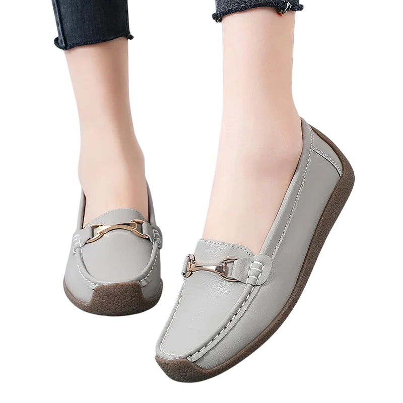 Mocassins femme cuir souple - Gris / 35