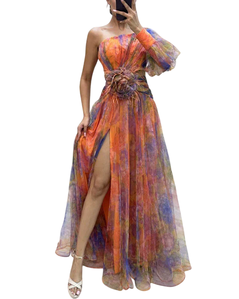 Orphéa - Robe Asymétrique Florale Tulle Robe