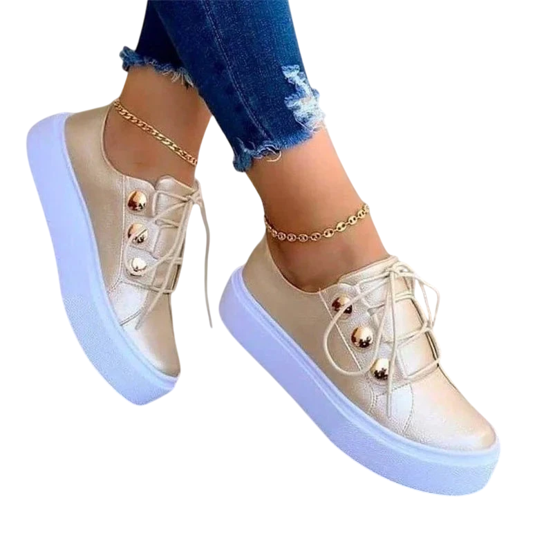 Sneakers avec lacets et œillets ornementaux - doré / 36