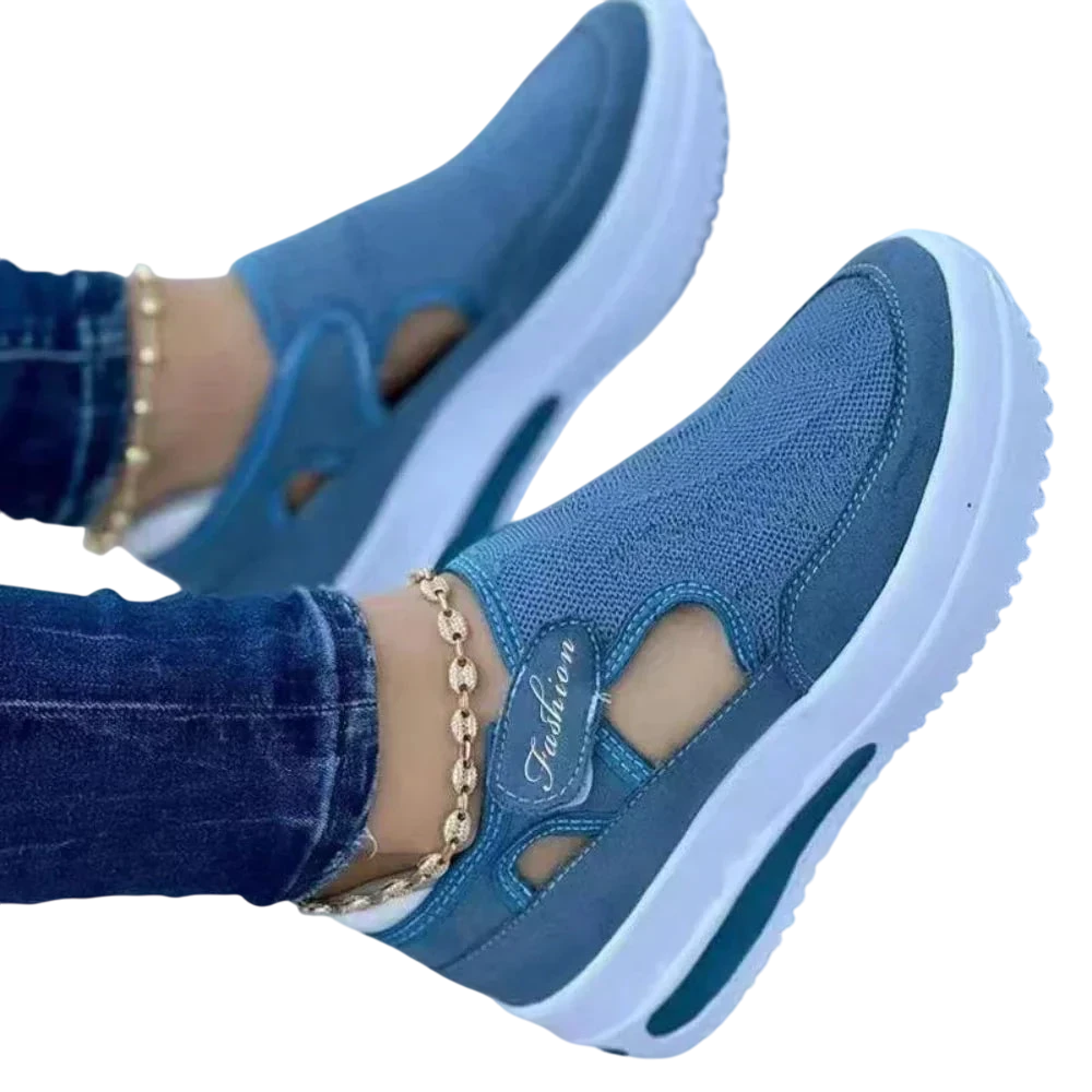 Sneakers Décontractées Respirantes Semelle Adhérente Sans Lacets - Bleu / 35