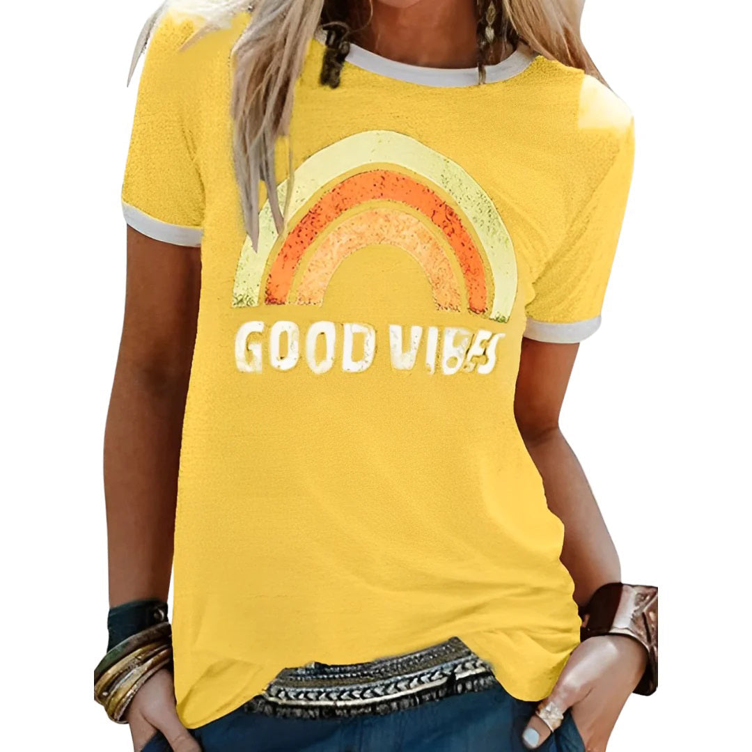 T-shirt décontractée pour femmes Coupe ample et confortable - Jaune / S