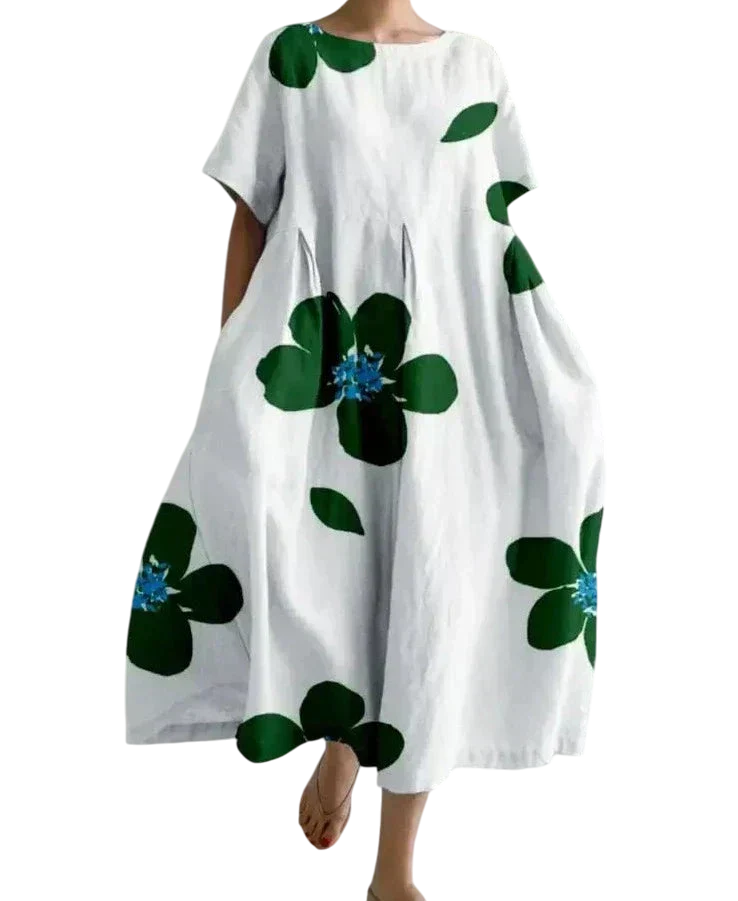 Zéphyr Fleuri - Robe Longue à Motif Floral Robe - Vert / S